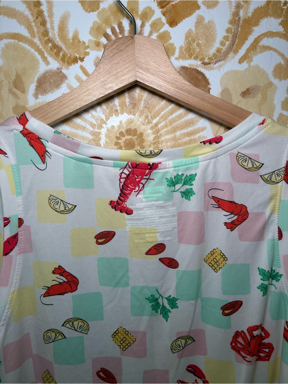 Joyspun Lobster Print Pajama Set Women's Sleeveless Tank & Drawstring Shorts - Picture 7 of 15